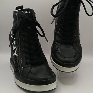 NIB DKNY Sophie Wedge Sequin Sneakers - 7M